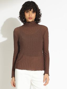 SHOWOFF - Women Brown Textured Top