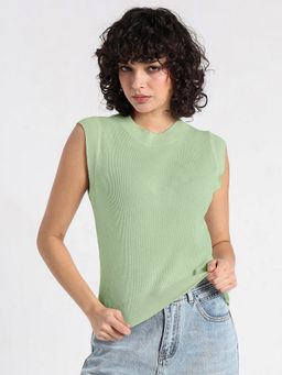 SHOWOFF - Women Green Fitted Top