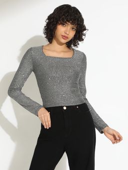 SHOWOFF - Women Grey Embellished Top