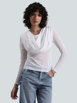 SHOWOFF - Women Embellished White Fitted Top