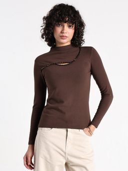 SHOWOFF - Women Brown Embellished Top