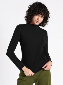 SHOWOFF - Women Black Embellished Top