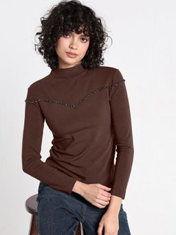 SHOWOFF - Women Brown Embellished Top
