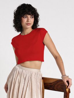 SHOWOFF - Women Red Fitted Crop Top