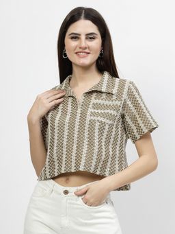 COSMIC TRIO - Brown Cotton Crop Top