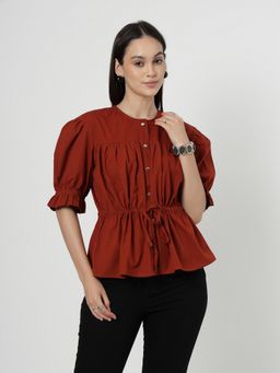 COSMIC TRIO - Rust Women Cotton Top