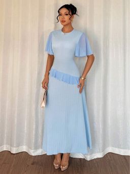 Outzidr - Women Blue Solid Maxi Dress