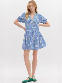 Outzidr - Blue Floral Mini Dress