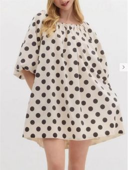 Outzidr - White Polka Dots Mini Dress