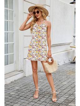 Outzidr - Multi-Color Floral Mini Dress
