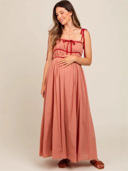 Outzidr - Women Red Solid Maxi Dress