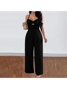 Outzidr - Black Sweetheart Neckline Cut Out Jumpsuit