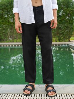 Perch - Black Solid Linen Trouser