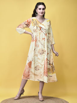 Shree - Women Liva Rayon Multicolour Abstract Print Dress