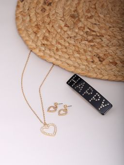 Lilly & Sparkle - Gold-Plated White Crystal Studded Pendant (Set of 3)