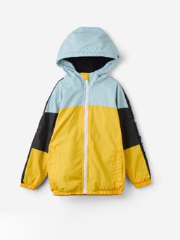 The Souled Store - Original Colourblock: Yellow, Blue Boys Zipper Hooded Jacket