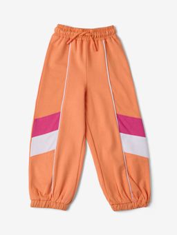 The Souled Store - Original Solids: Orange with Stripes Girls Cotton Jogger