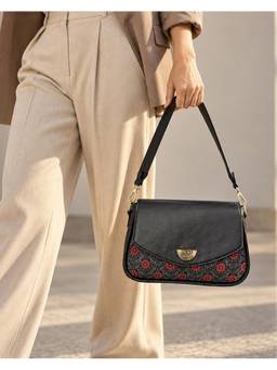 Teal by CHUMBAK - Black Crimson Phool Sling Bag