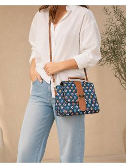 Teal by CHUMBAK - Blue Pixel Flower Crossbody Sling Bag