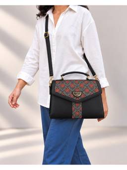 Teal by CHUMBAK - Black Crimson Phool Jaal Sling Bag
