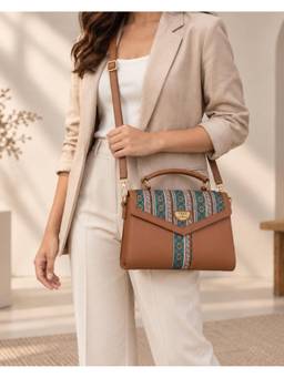 Chumbak - Tan Botanical Bail Sling Bag