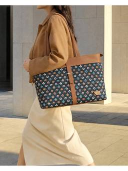 Teal by CHUMBAK - Blue Pixel Bloom Work Tote Bag