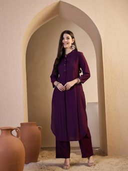 INDDUS - Women Solid A-Line Kurta Pant