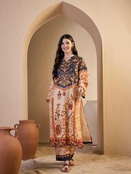 INDDUS - Women Floral Printed Straight Kurta Palazzo