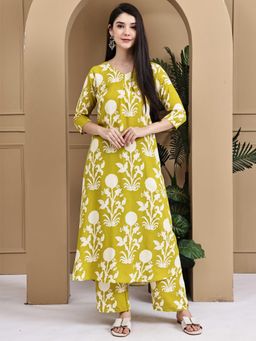 Rajnandini - Women Cotton Botanical Floral Printed Kurta With Pant