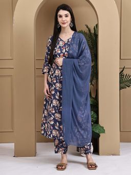 Rajnandini - Women Cotton Blend Floral Printed Kurta Pant With Dupatta