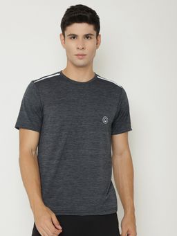 CHKOKKO - Mens Grey Round Neck Sports T-Shirt