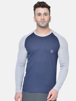 CHKOKKO - Men Blue Full Sleeves Gym T-Shirt