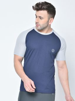 CHKOKKO - Men Blue Regular Fit Gym T-Shirt