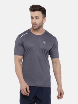 CHKOKKO - Men Grey Round Neck Sports T-Shirt