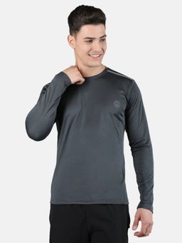CHKOKKO - Mens Grey Full Sleeves Gym T-Shirt