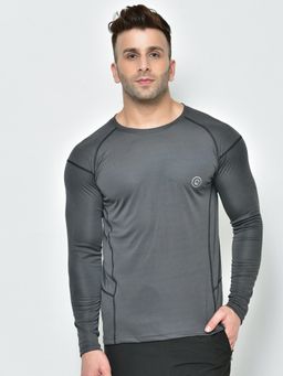 CHKOKKO - Mens Grey Gym Full Sleeves T-Shirt