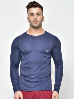 CHKOKKO - Mens Blue Gym Full Sleeves T-Shirt