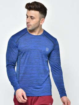 CHKOKKO - Mens Blue Full Sleeves Sport T-Shirt