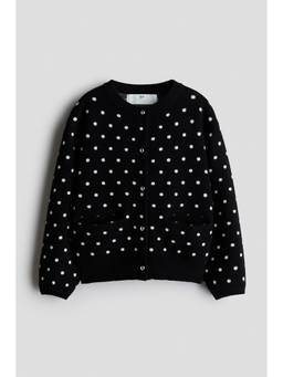 H&M - Girls Black Jacquard-Knit Cardigan