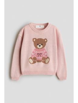 H&M - Girls Pink Jacquard-knit cotton jumper