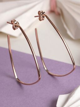 CLARA - 925 Sterling Silver Rose Gold Rhodium Plated Olya Hoop Earrings for Women and Girls