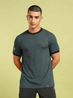 Technosport - Men Cubic Melange Slim Fit Round Neck Sports T-Shirt Green
