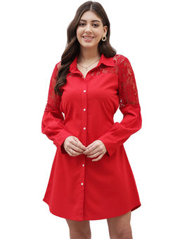 AAREIN - Cuffed Sleeves Shirt Dress with Belt (Set of 2)