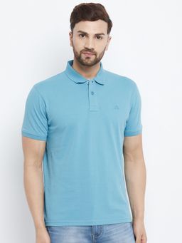 98 Degree North - Men Solid Polo Collar Cotton Lycra T-shirt Has A Short Sleeves Logo Embroidery