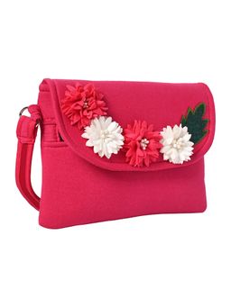 Coco Candy - Floral Embroidered Sling Bag - Hot Pink