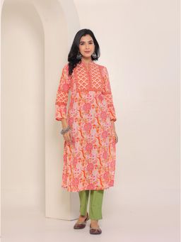 GULAB CHAND TRENDS - Pink Hand Block Printed Straight Cotton Kurta