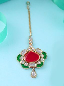Estele - Gold Plated Traditional Kundan Maang Tikka with Enamel for Women