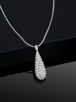 Estele - Rhodium Plated Drop Designer Pendant with Crystals for Women