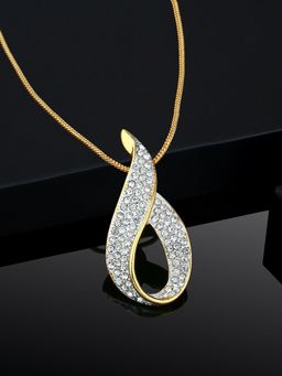Estele - Gold Plated Diamante Ribbon Pendant with Austrian Crystals for Women