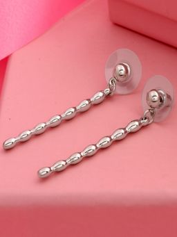 Estele - Rhodium Plated Twisted baton Dangle Earrings for Women